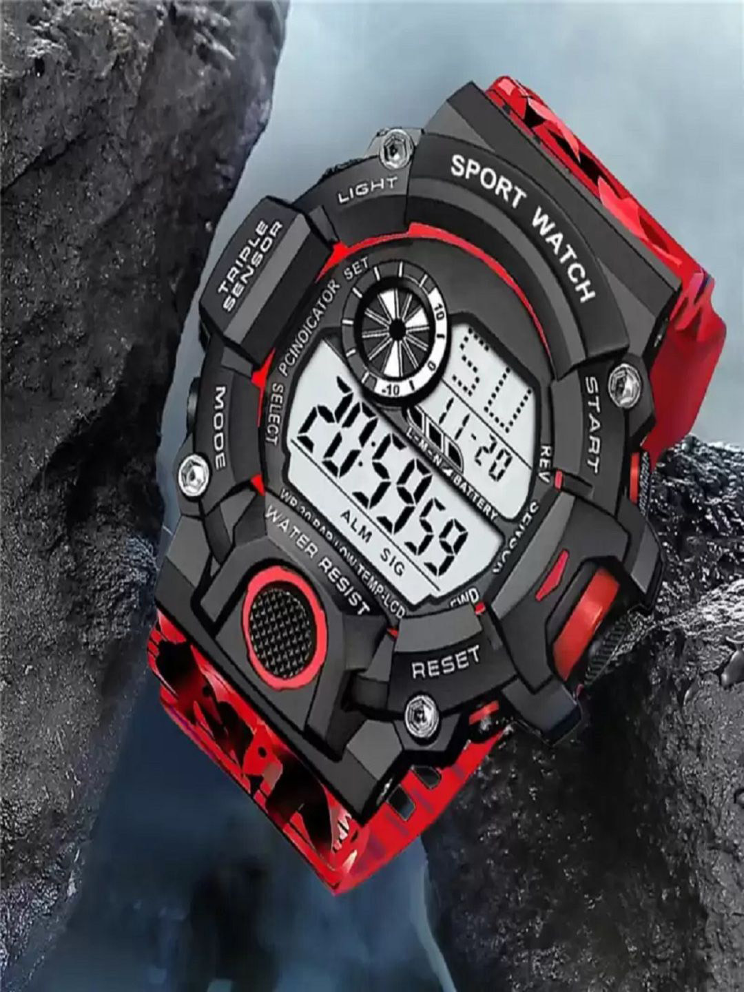 Hala Men Aluminium Dial & Textured Straps Digital Watch g90 red