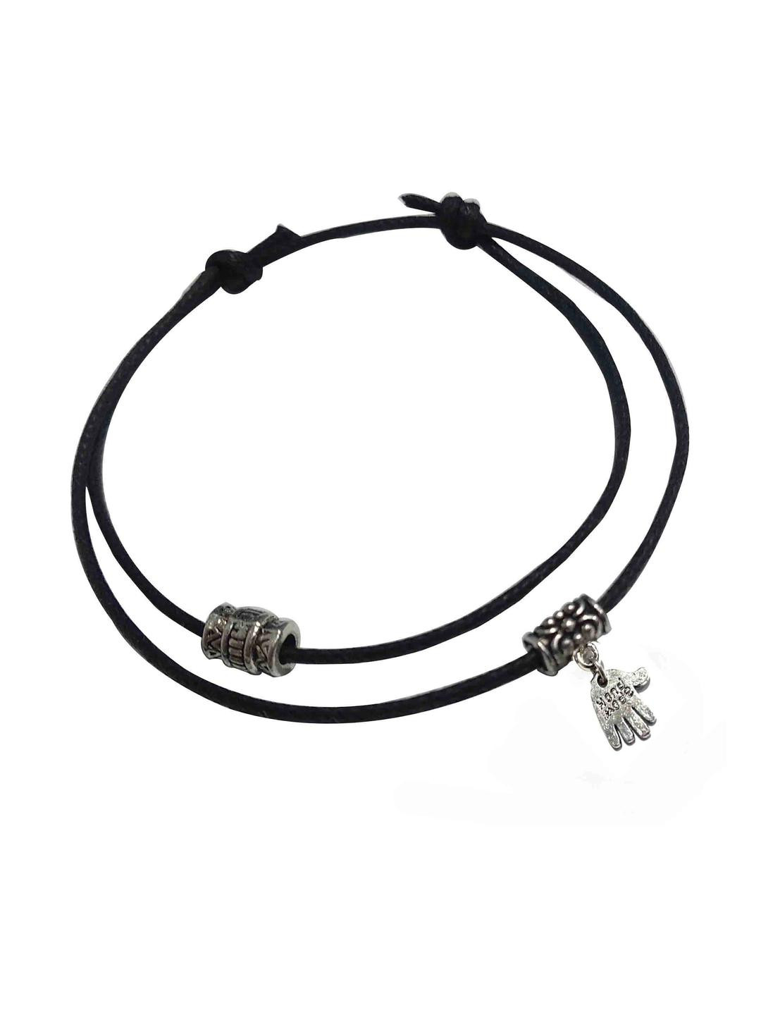 gurjari jewellers Black Thread & Silver Charm Anklet