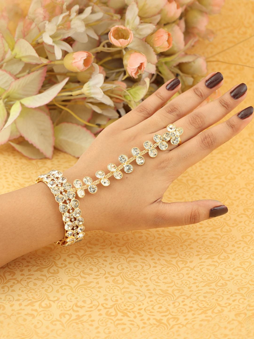 Ritih Women Gold With Artificial Stones Ring Bracelet