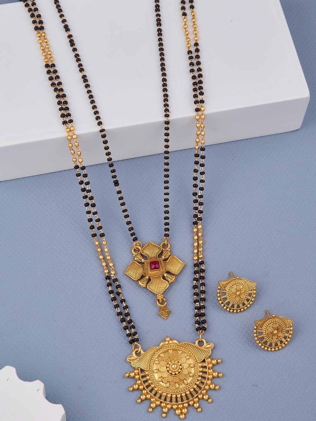 Bhanu diam Pack Of 2 Metal Gold-plated Mangalasutra Jewellery Set