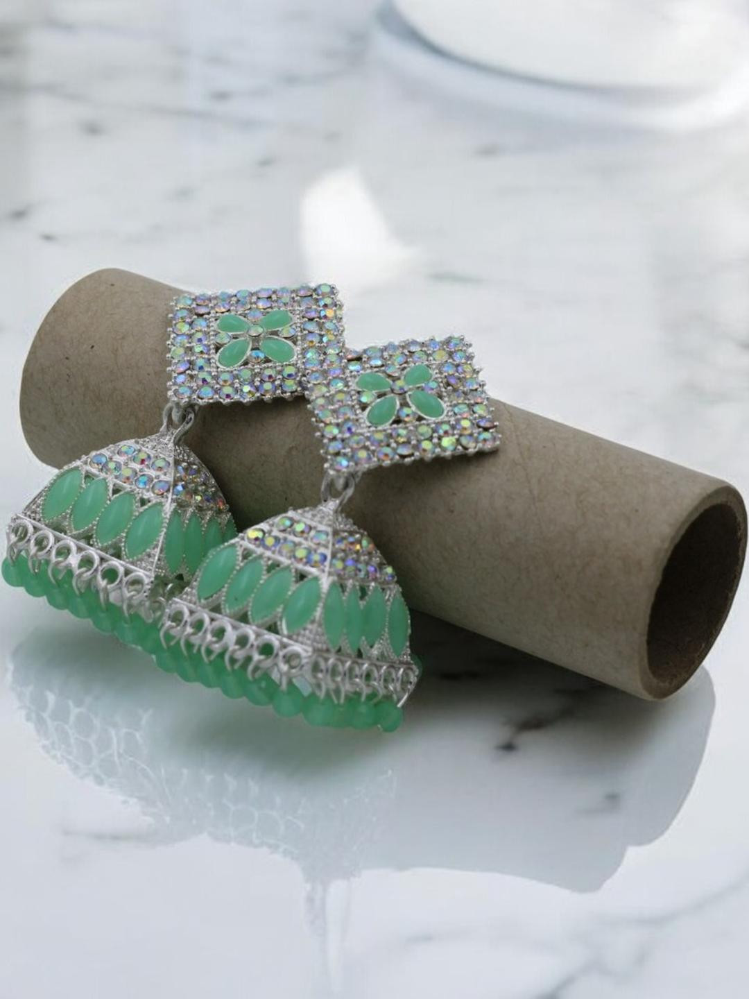 De-Ultimate Classic Sea green Jhumkas Earrings