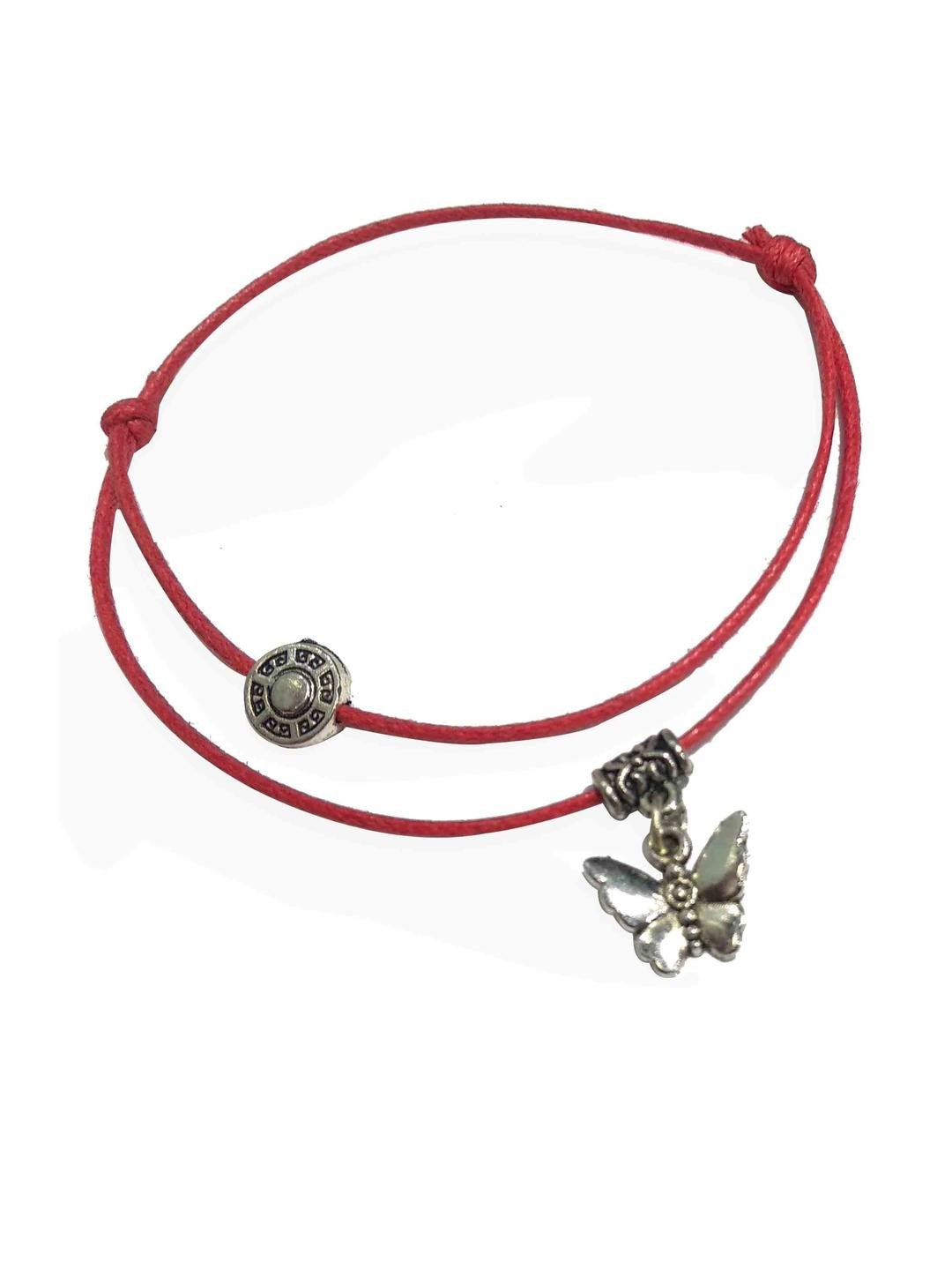 gurjari jewellers Single Leg Thread Knot Dori Butterfly Charm Anklet