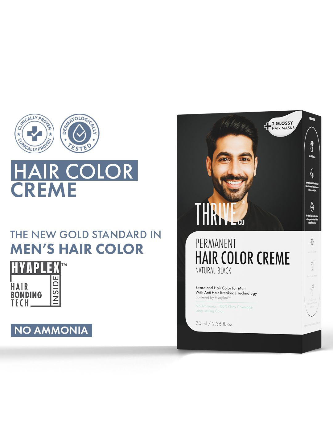 Thriveco Permanent Hair Color Creme - 70 ml - Natural Black