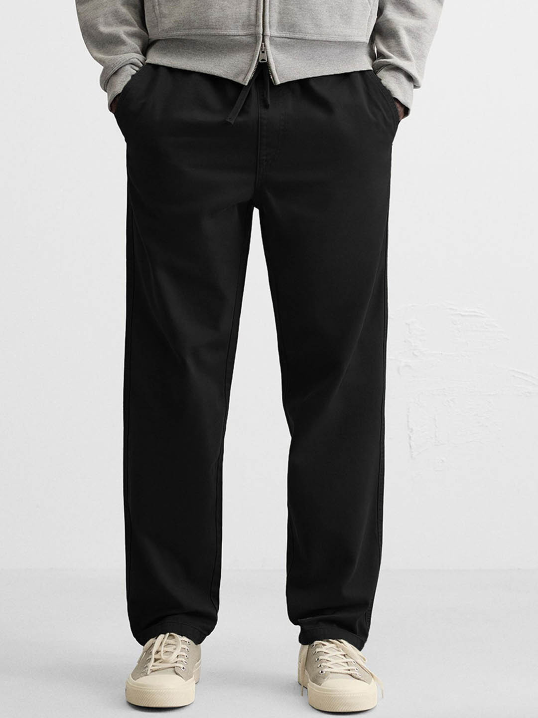 MISCHIEF MONKEY Men Relaxed Straight Leg Low-Rise Baggy Trousers