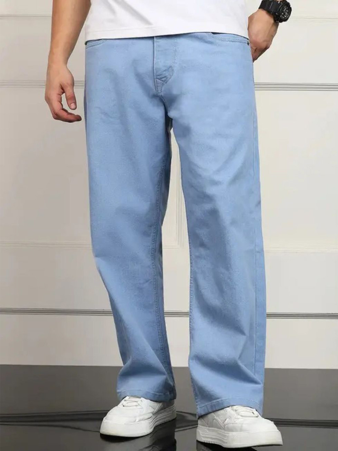 Playfeel Men Jean Baggy Fit Mid-Rise Denim Jeans