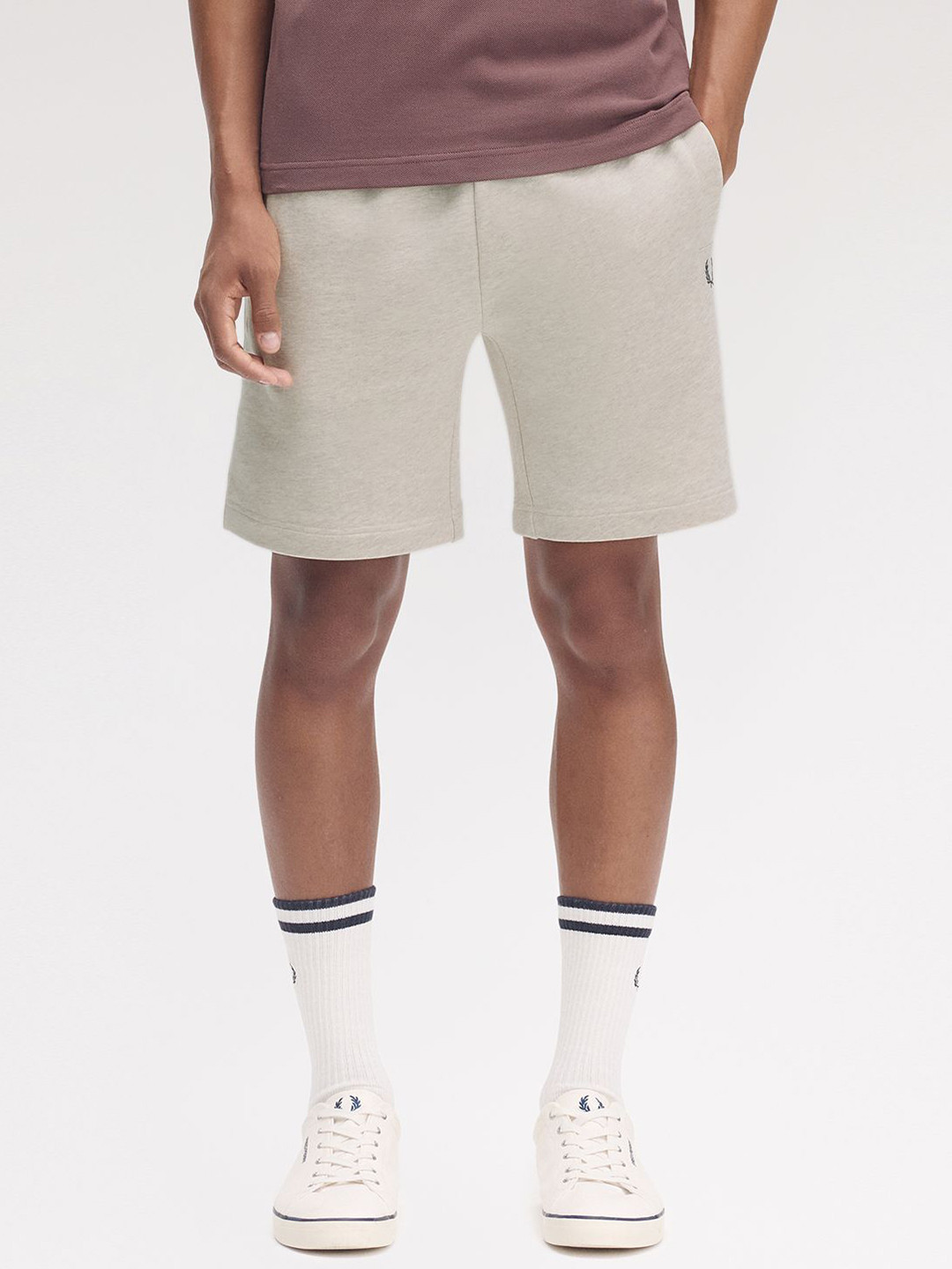 Fred Perry Men Slim Fit Mid-Rise Cotton Sweat Shorts