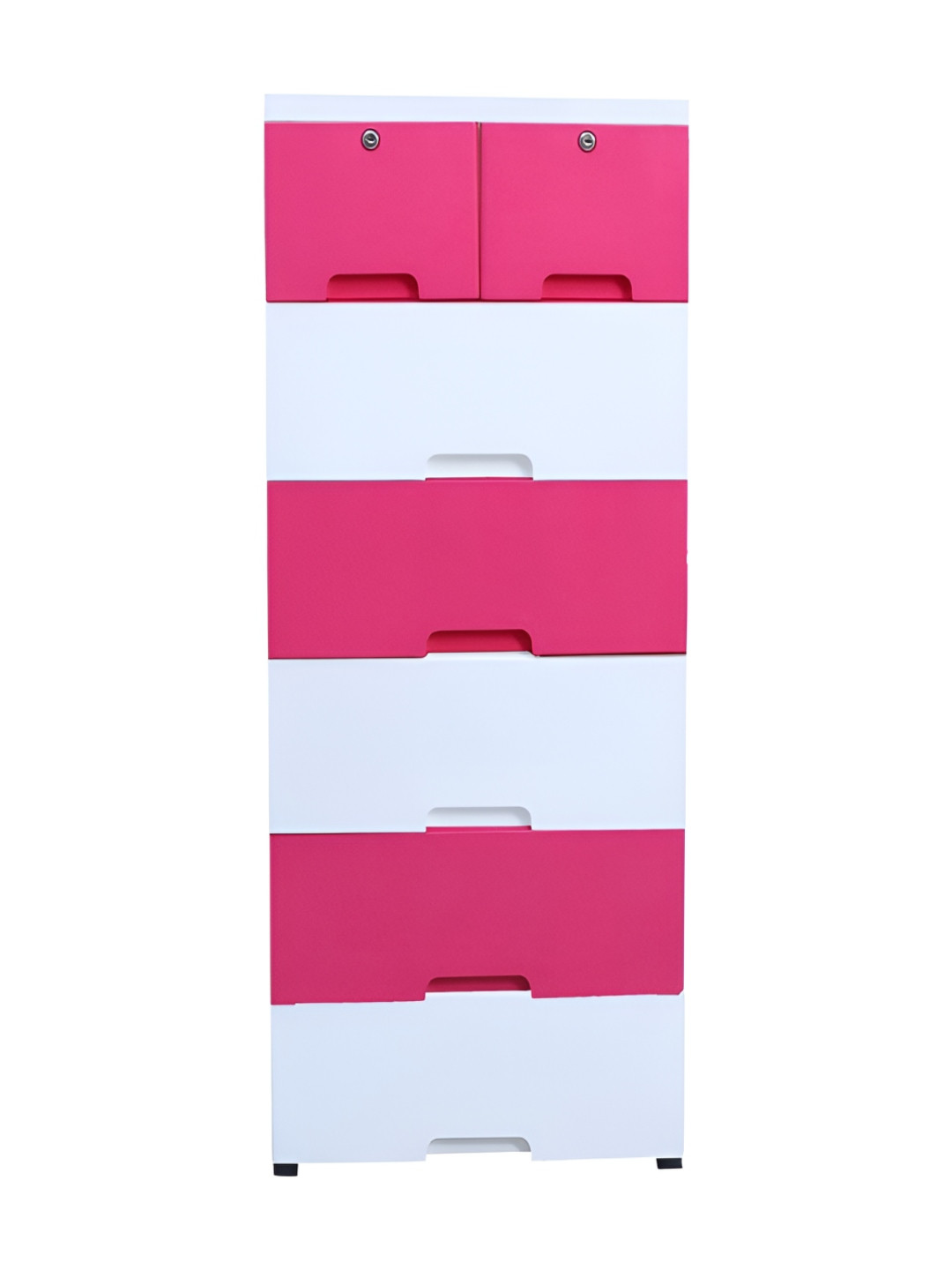 The Tickle Toe Kids Pink & White Durable & Eco-Friendly 7-Drawer Storage Chest