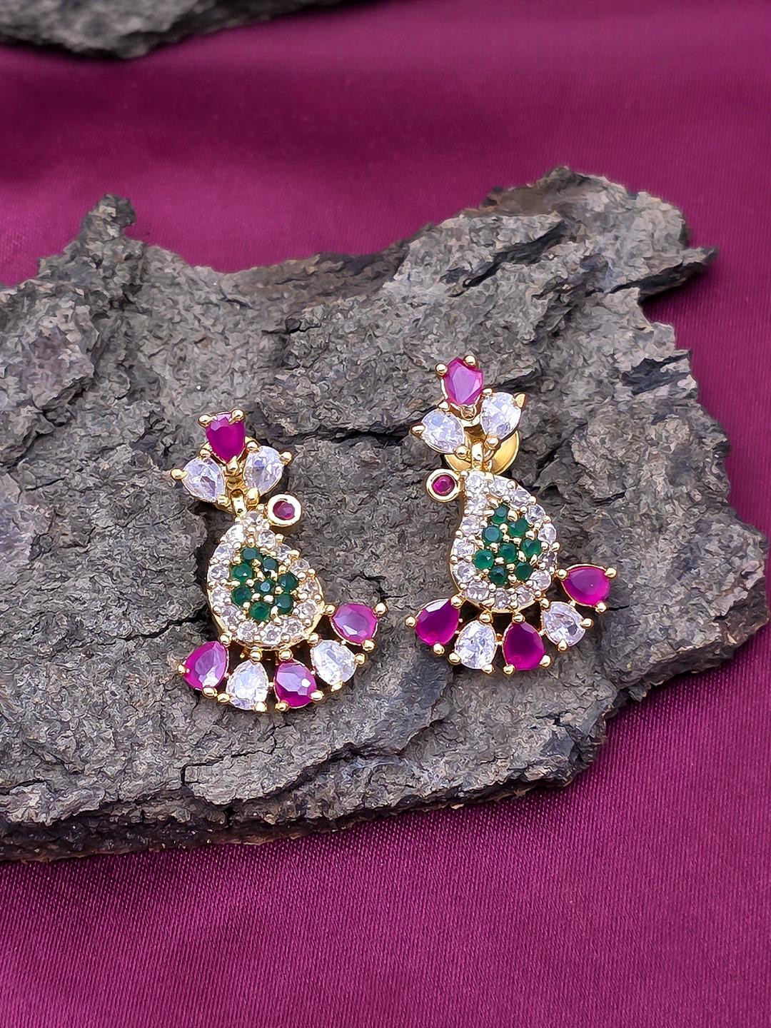 FIRST TOUCH Ruby and Emerald Crystal Drop Earrings