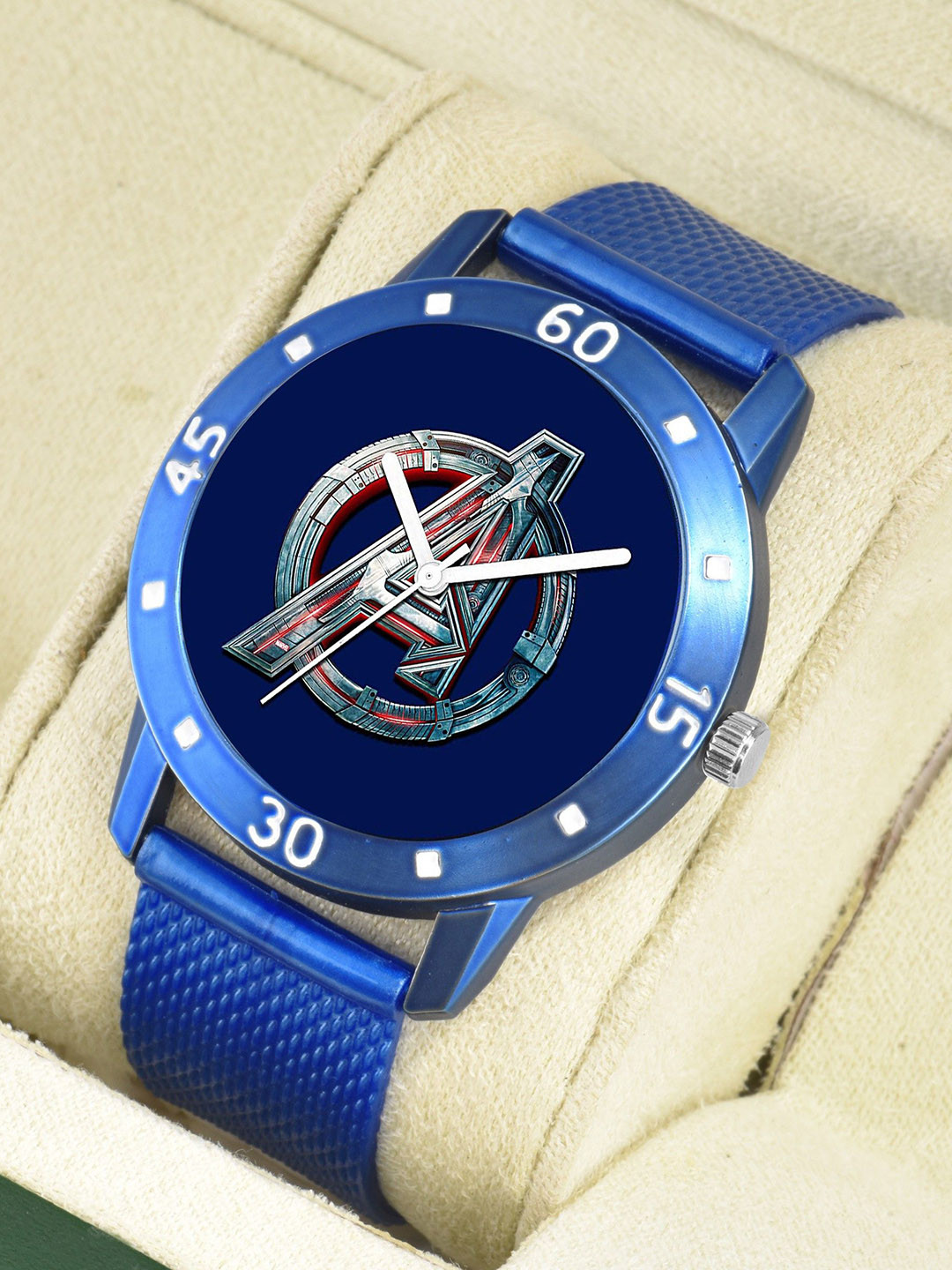 Gopal Shopcart Unisex Printed Dial & Textured Straps Analogue Watch avengers Blue Aeviyo