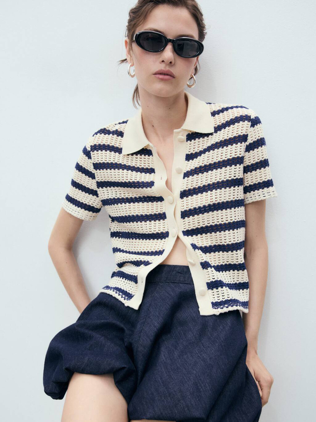MANGO Knitted Striped Cardigan