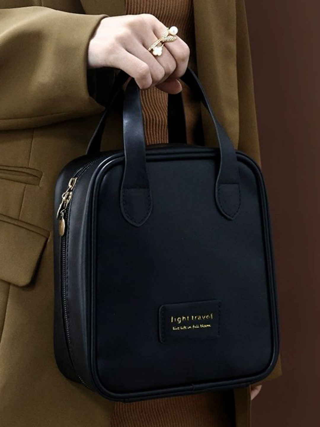 SWISS HORN Leather Waterproof Makeup Pouch