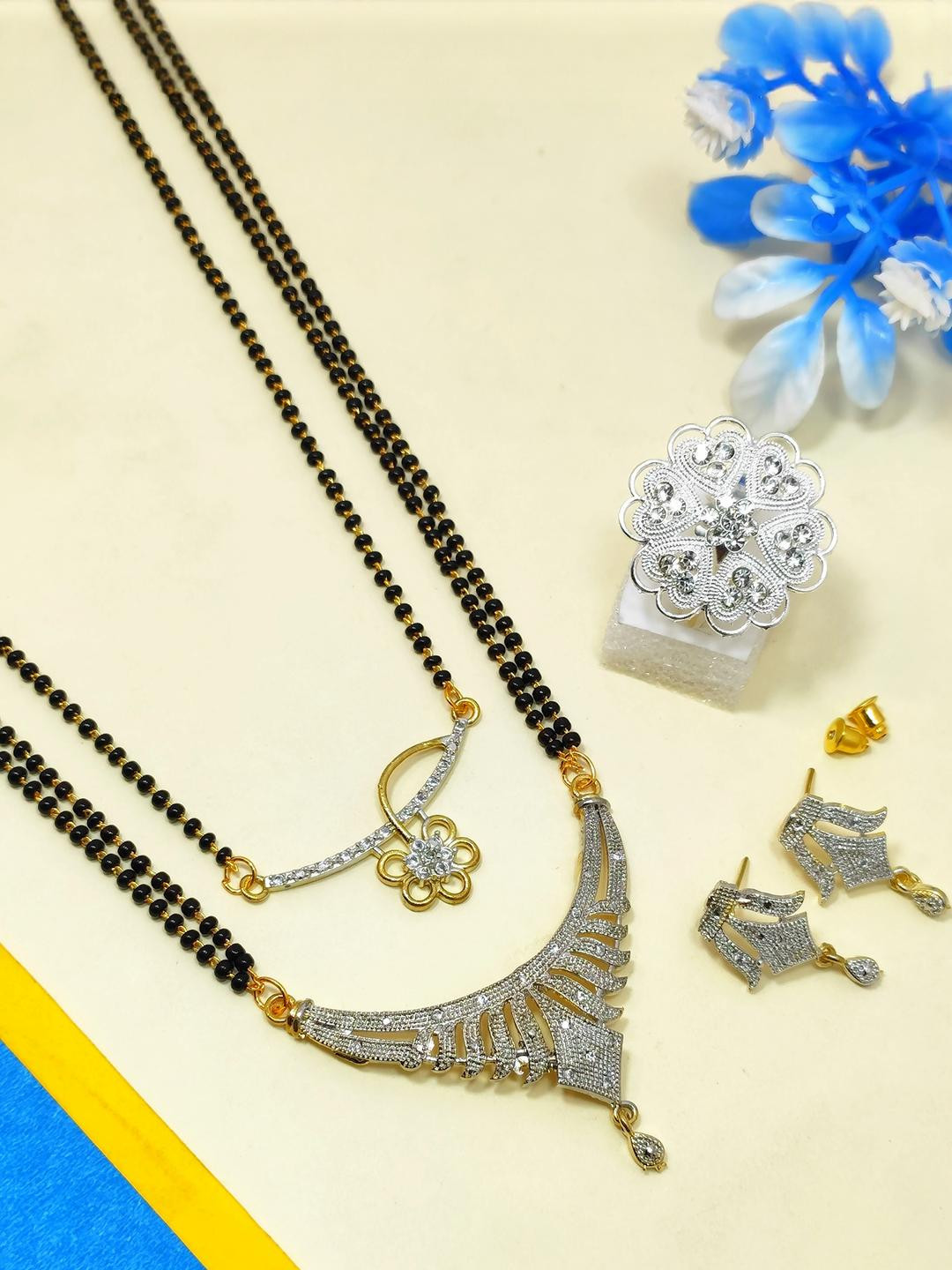 DIVYANSHI COLLECTION Pack of 4 Women Silver Jewellery Set