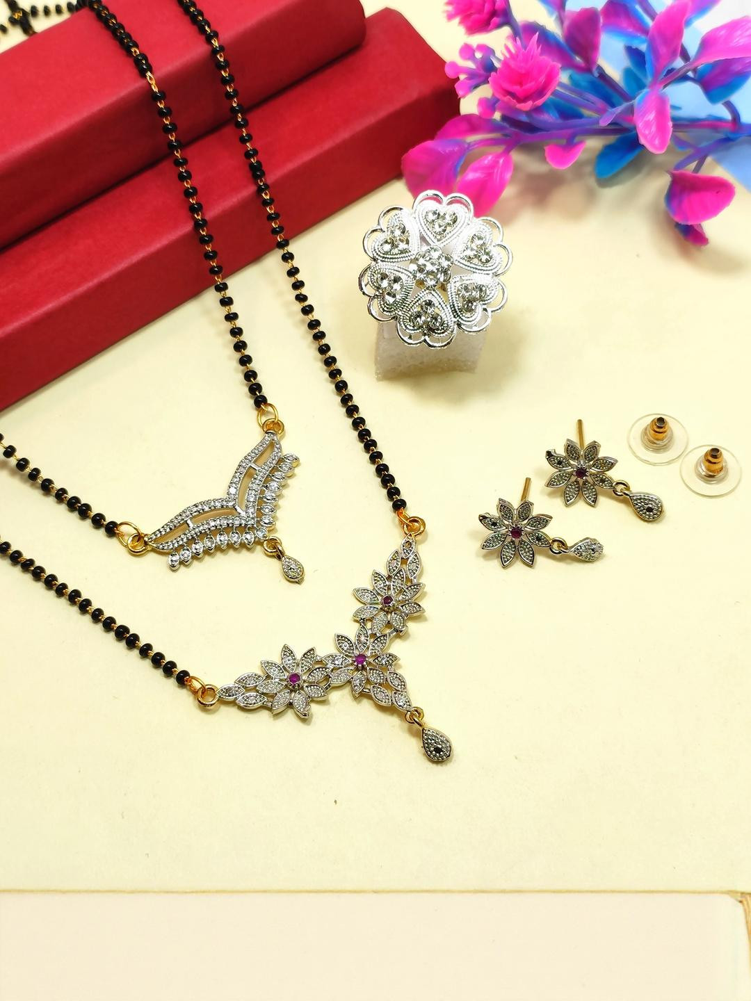 DIVYANSHI COLLECTION American Diamond Jewellery Set