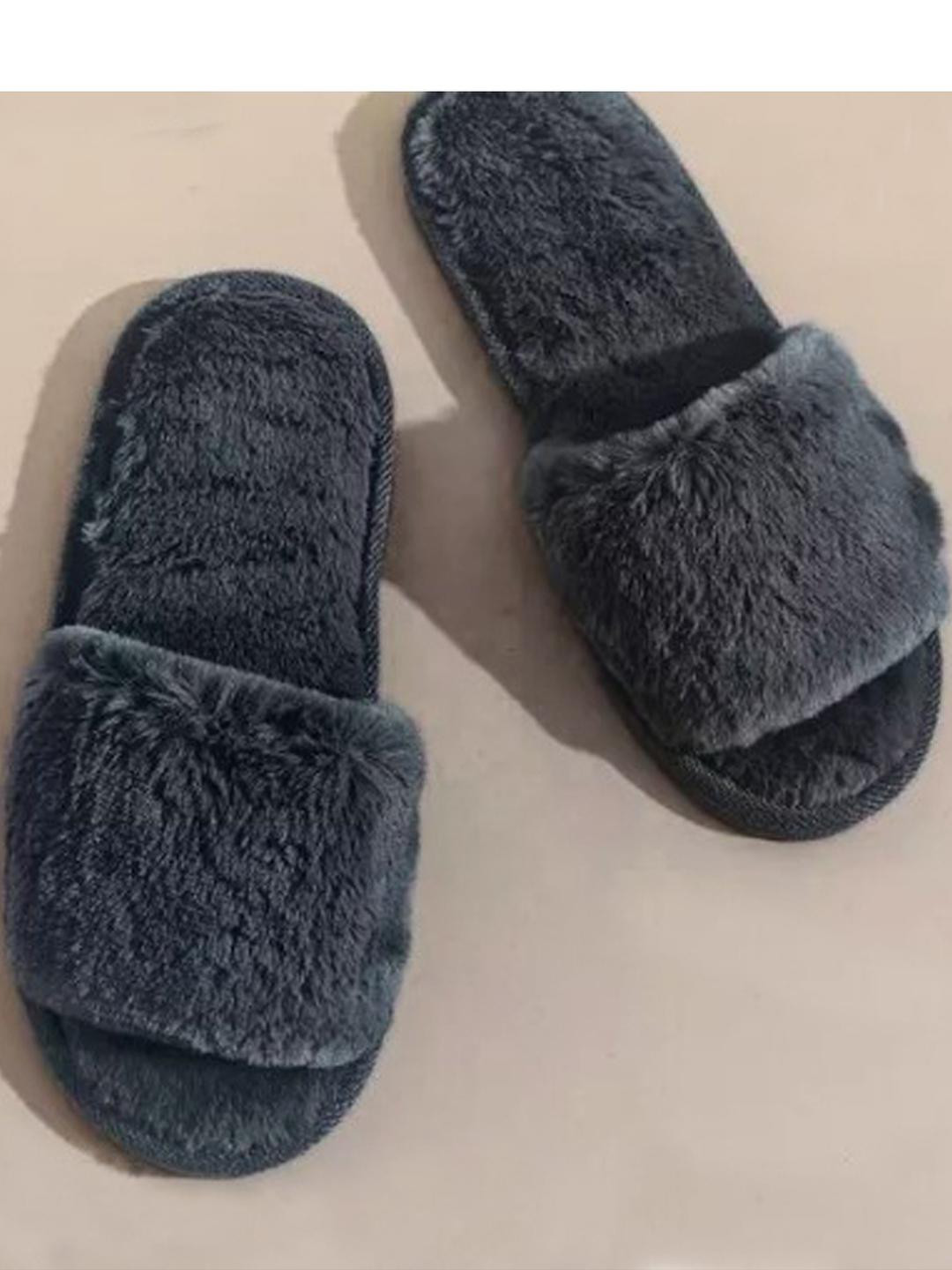 M 2 C Black Fur Flip Flops