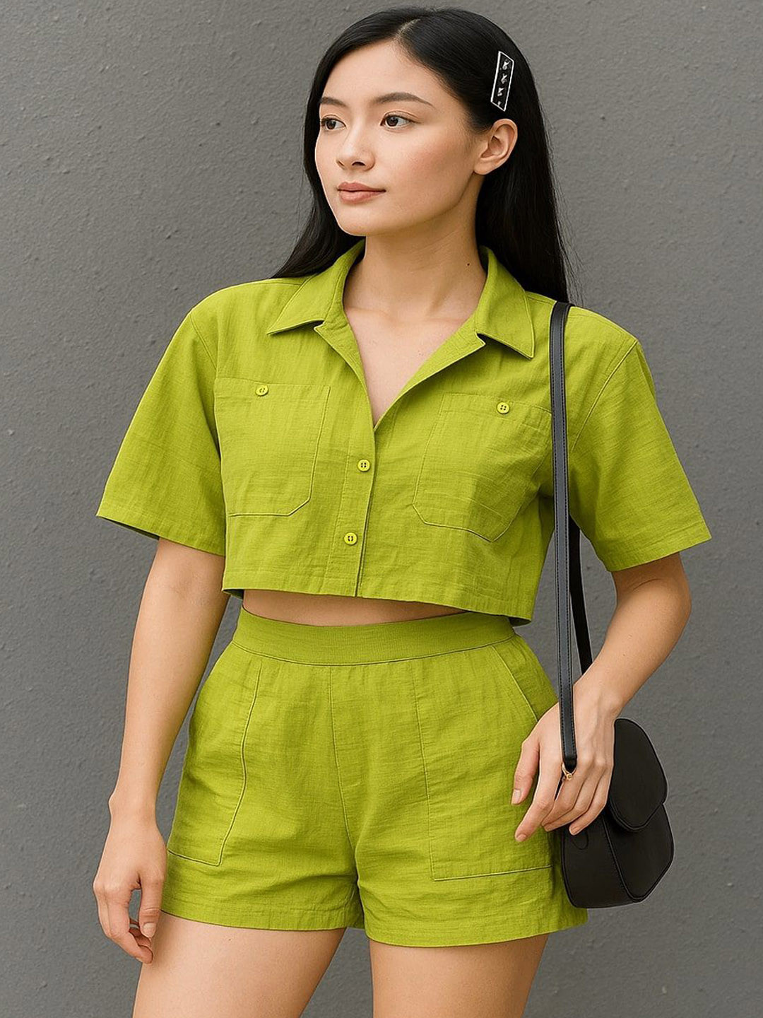 GAB Collared Neck Half Sleeves Shirt With Shorts Co-Ords