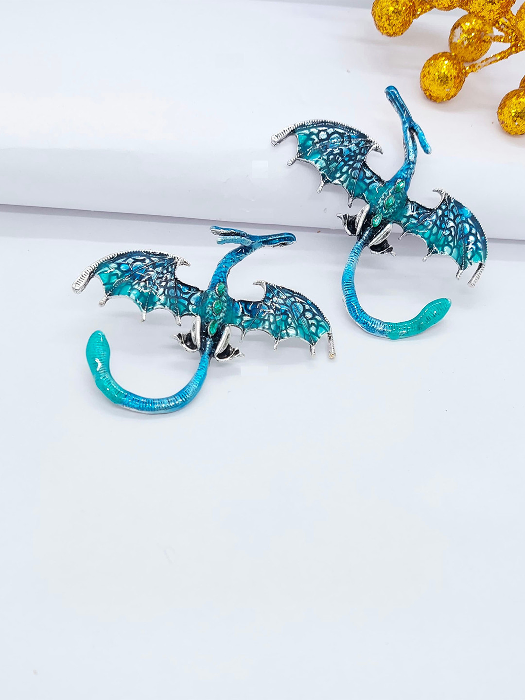 AVANT-GARDE PARIS German Silver-Plated Dragon Shaped Drop Earrings