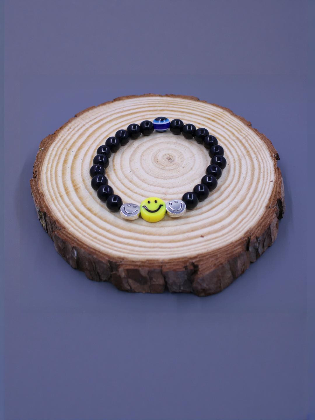 gurjari jewellers Unisex Kids EvilEye And oxidised Beads Elasticated Slip-On Bracelet