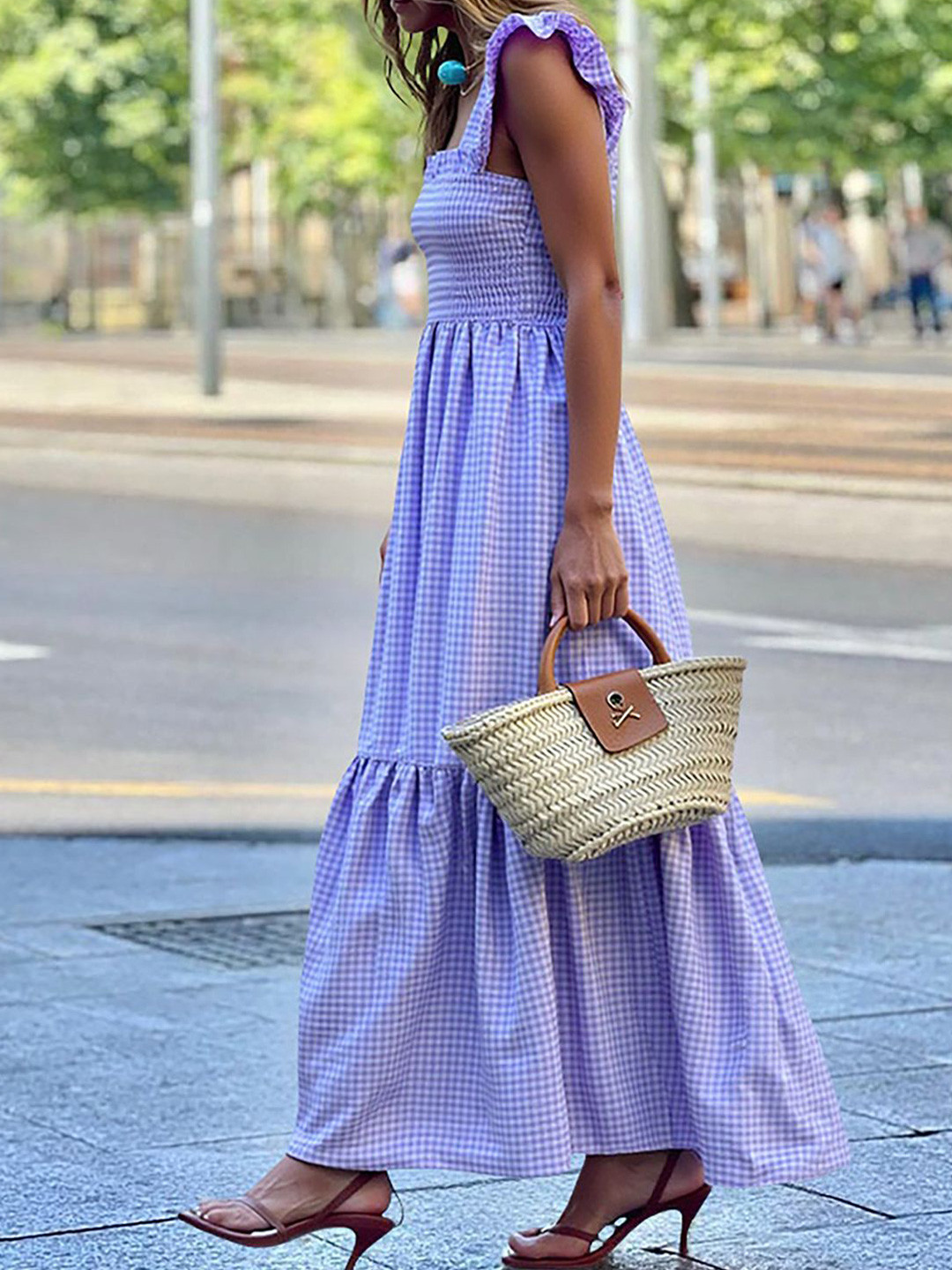 bebe Women Checked Maxi Dress