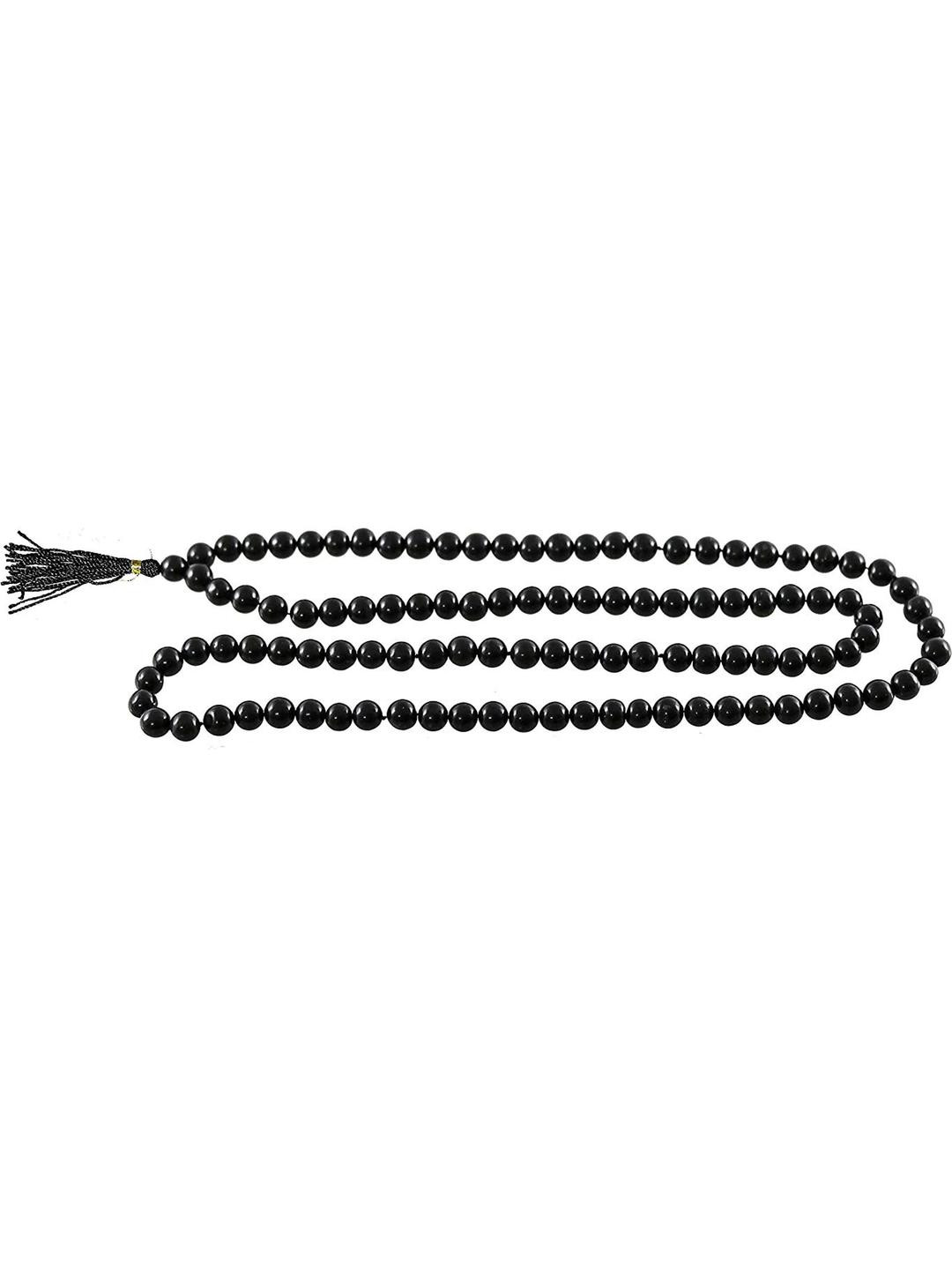 AURRA STORES Unisex Black Crystal Beads Mantra Chanting Chain