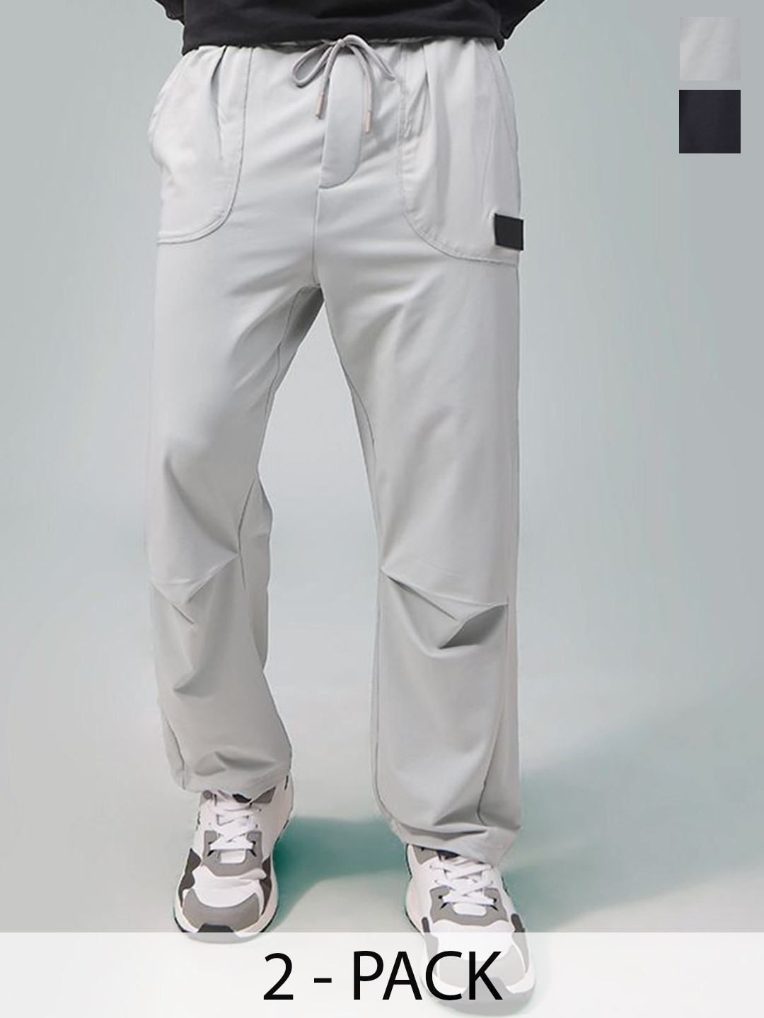 MADSTO Pack Of 2 Men Mid-Rise Relax-Fit Trousers