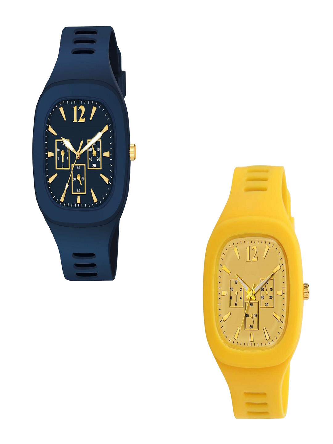 Hala Men Pack of 2 Solid Rectangular Tang Regular Analogue Watches