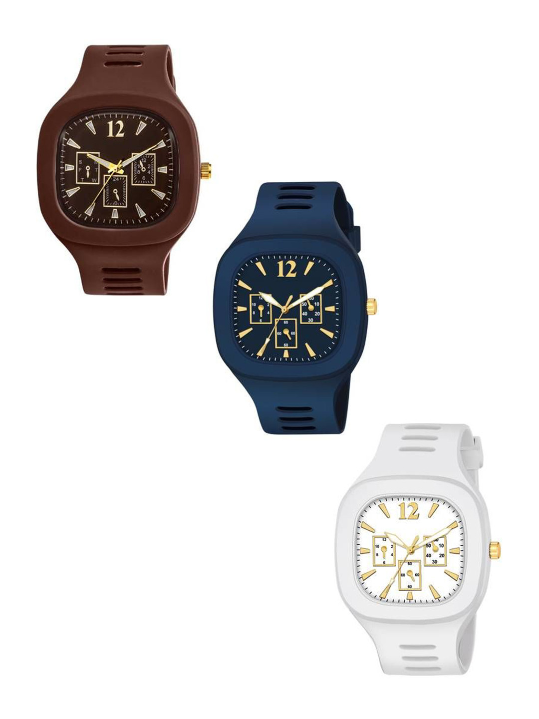 Hala Men Pack of 3 Solid Square Tang Regular Analogue Watches