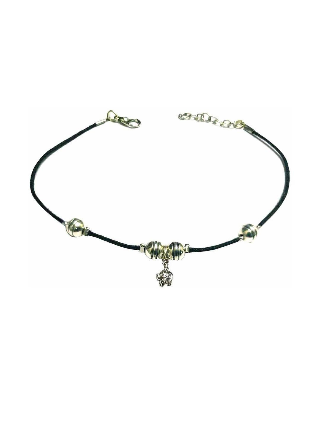 Gurjari Jewellers Black Threaded Anklet with Metal Beads
