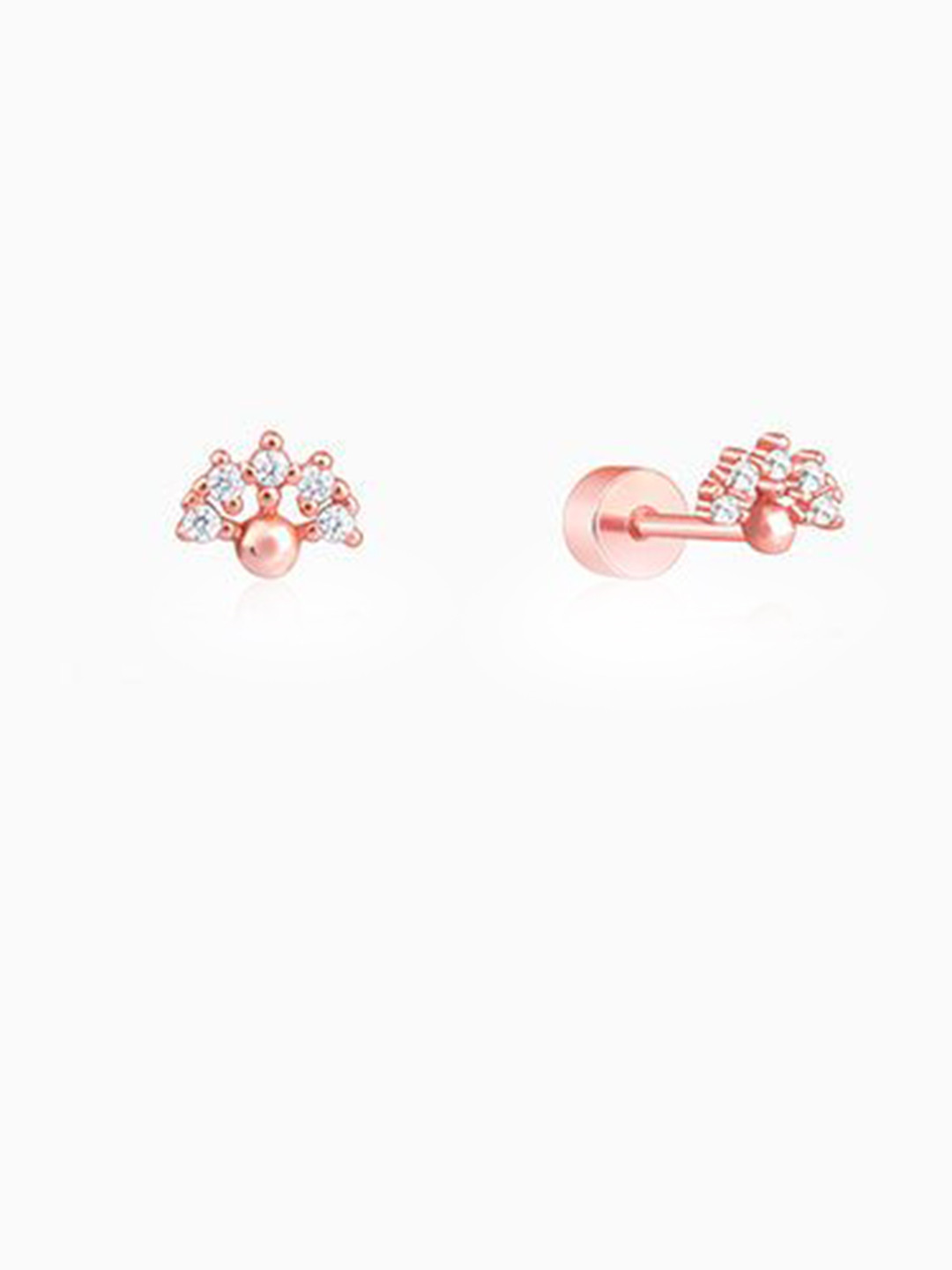 GIVA 925 Silver Rose Gold-Plated Zircon Studded Piercing Studs