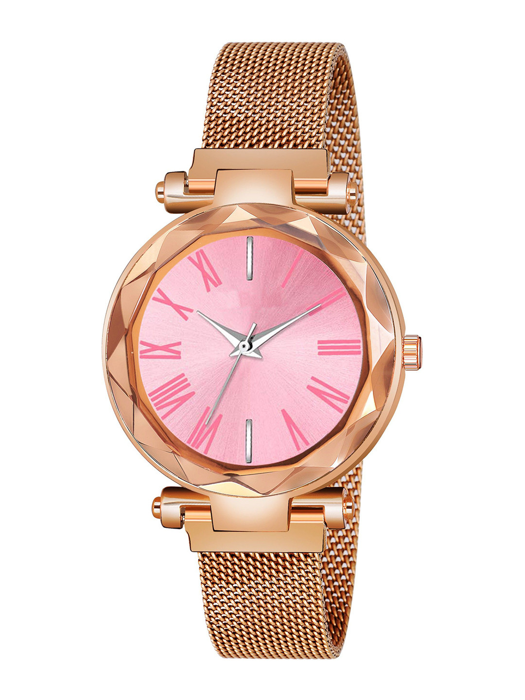 CSAMON Women Dial & Straps Analogue Watch GR_379_Pink Roman RoseGold Maganet