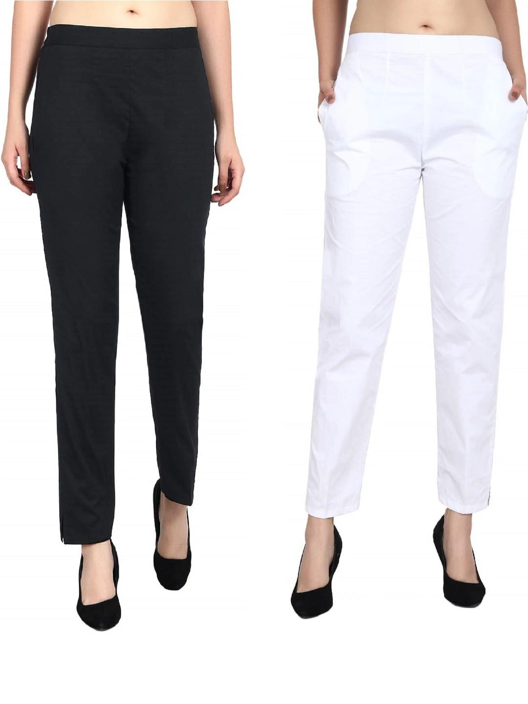 PINOVO Women Multi Color Causal Solid Mid-Rise Slip-On Cigarette Trousers