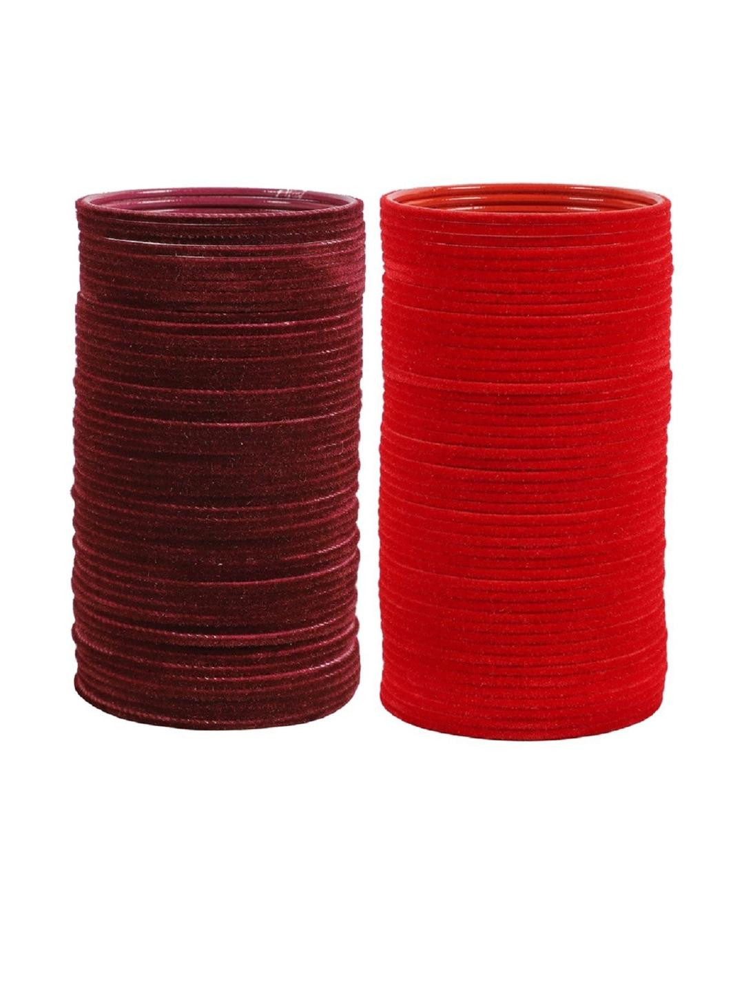 Guddan Set of 96 Maroon & Red Velvet Bangles
