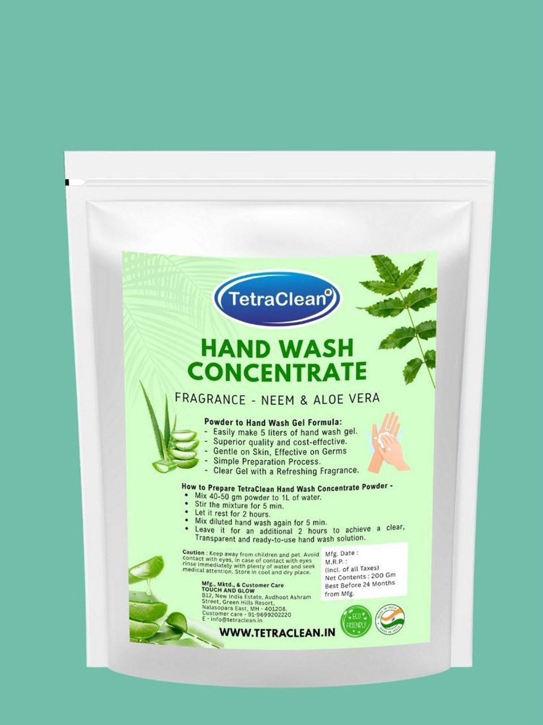 TetraClean Neem & Aloe Vera Hand Wash Powder - 200 g