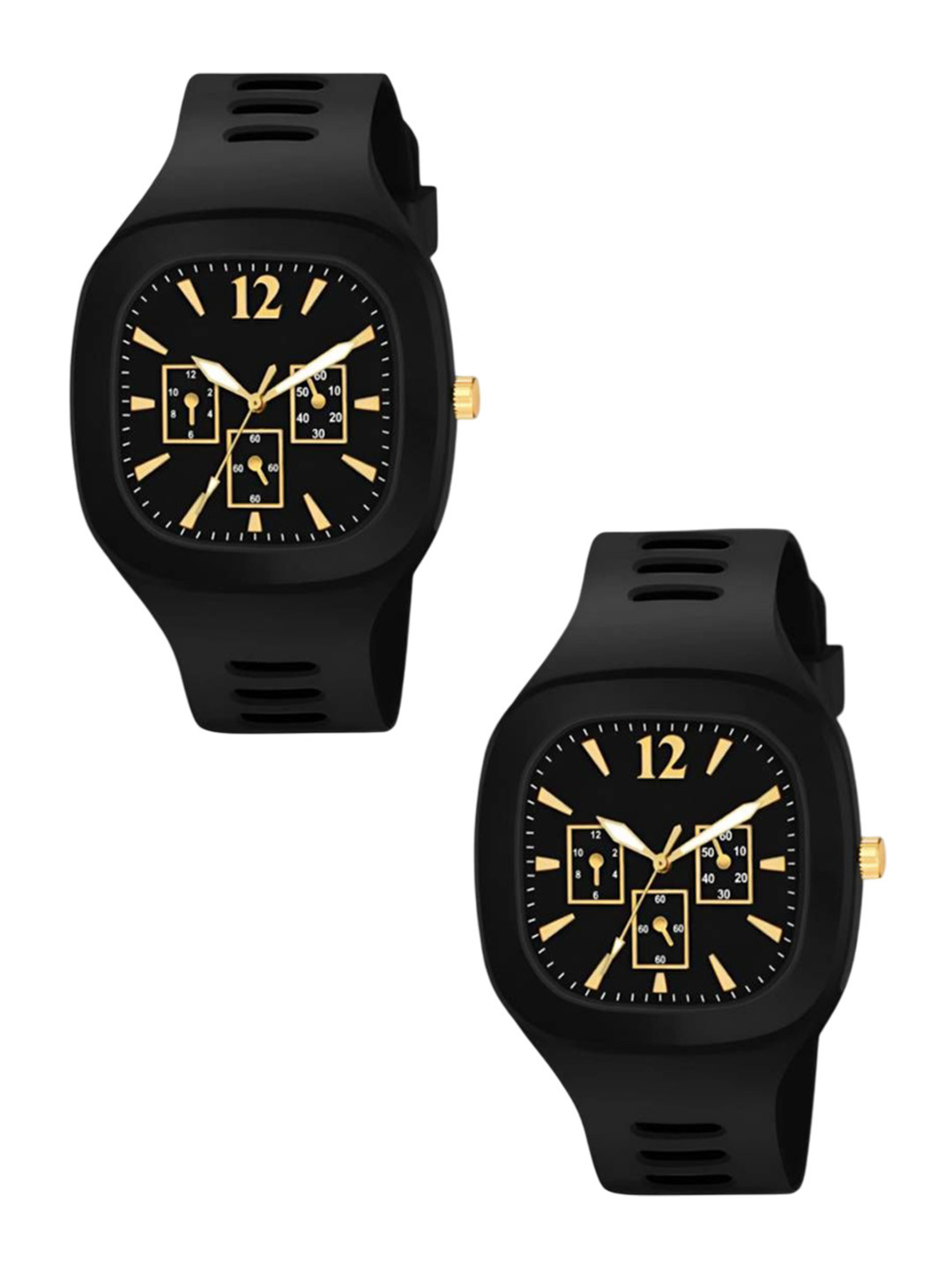 Hala Men Pack of 2 Solid Square Tang Regular Analogue Watches-MILLER-03