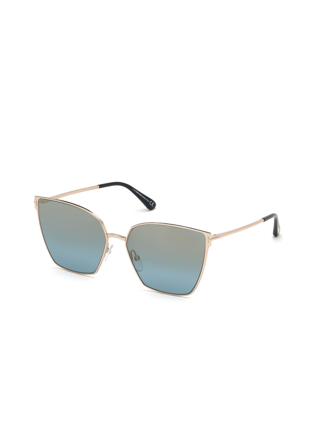 Tom Ford Women Blue Lens & Rose Gold-Toned Cateye Sunglasses with