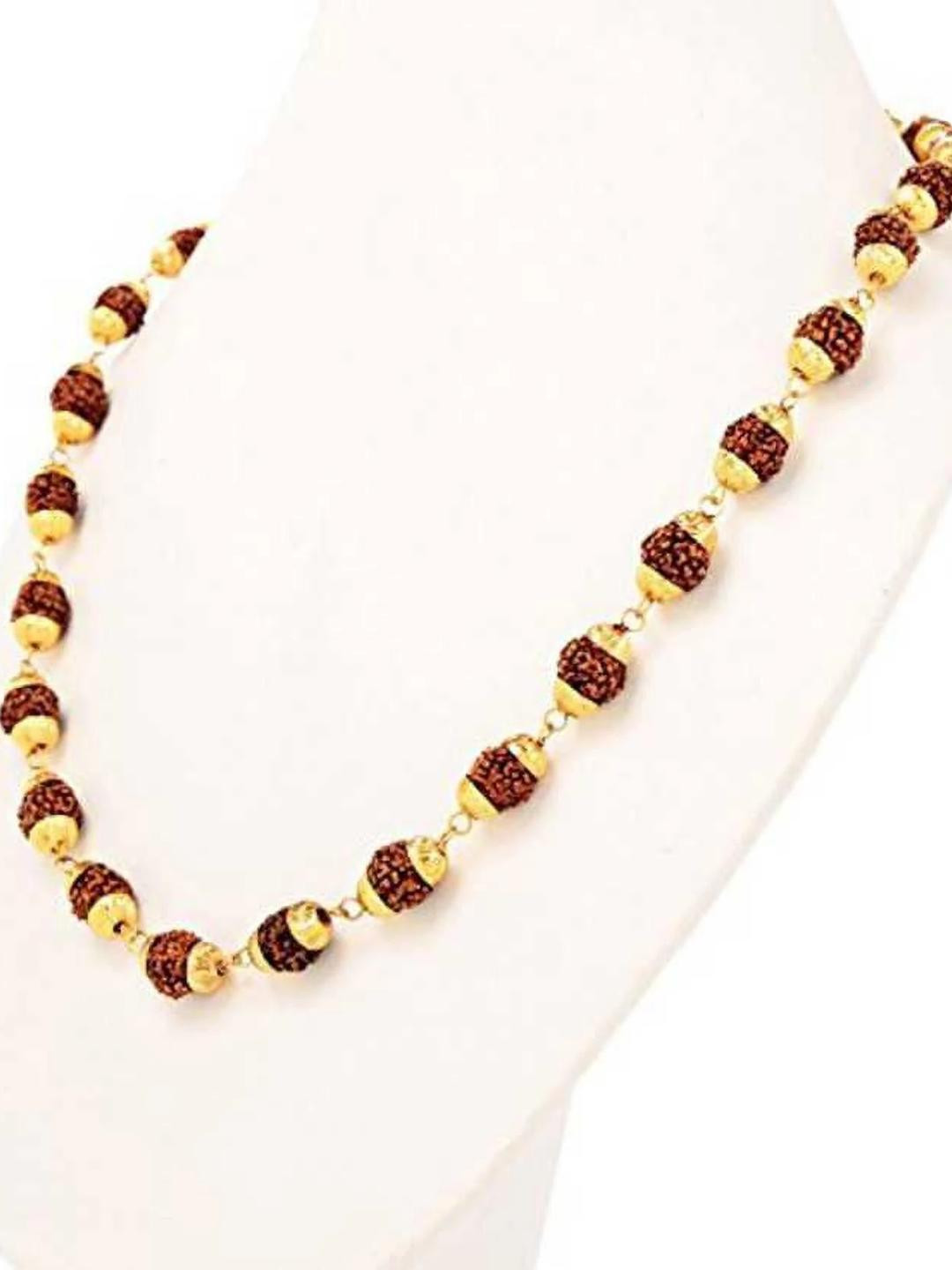 AURRA STORES Gold-Plated Brown Rudraksh Chain
