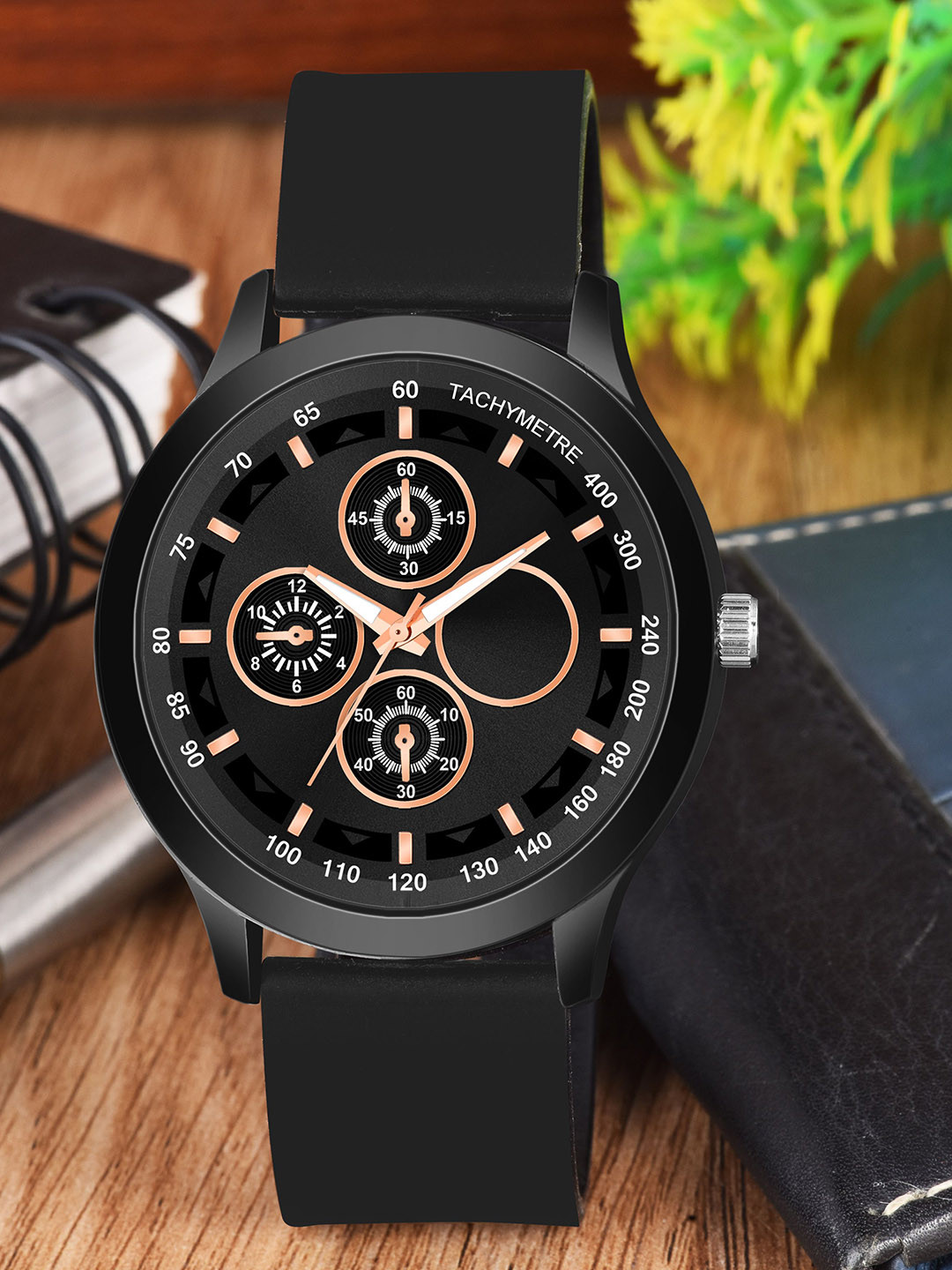 Gopal Shopcart Unisex Dial & Strap Multi Function Analogue Watch GR 1008 F2BLK 804 BLK