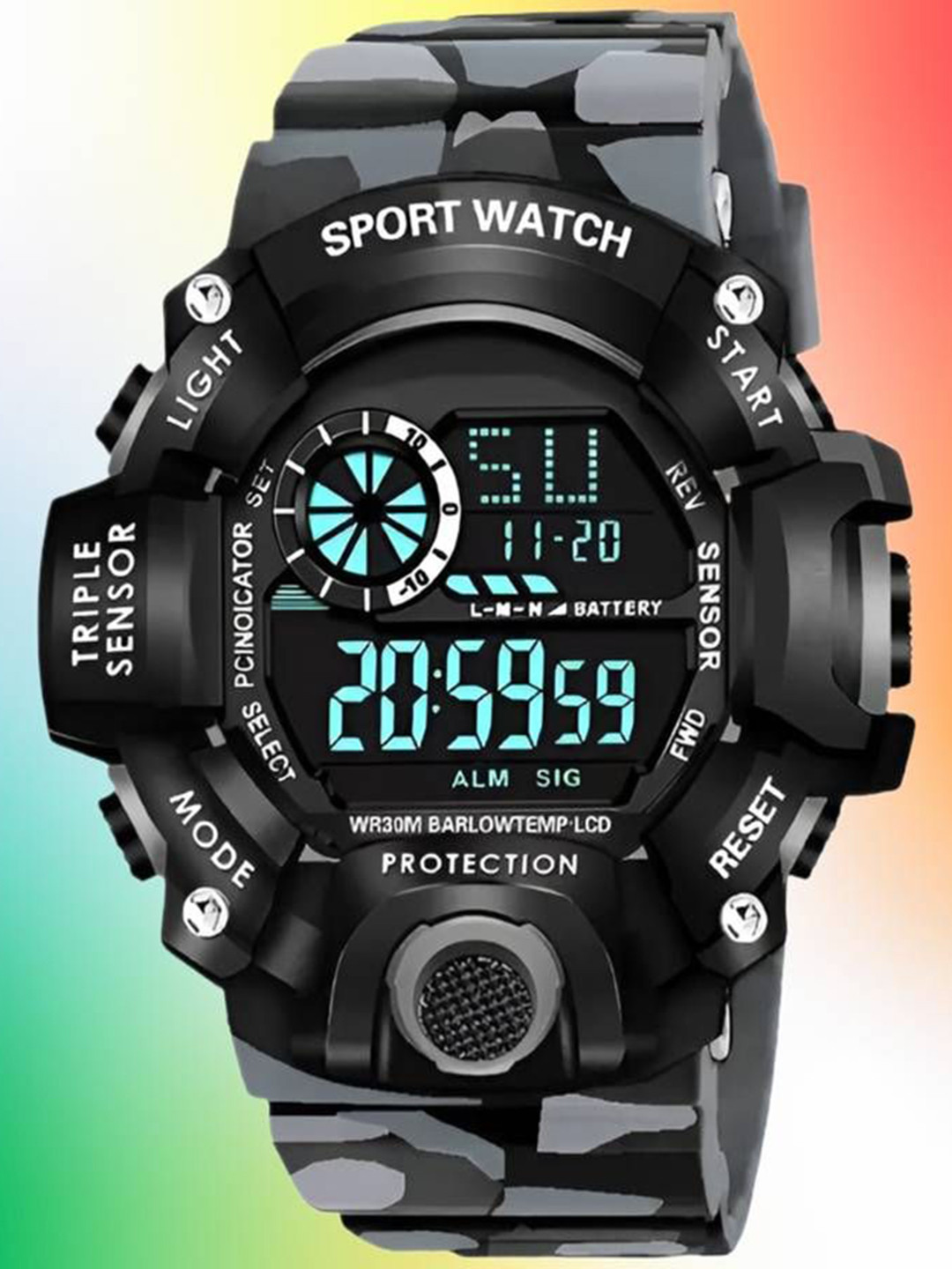 Hala Men Aluminium Dial & Textured Straps Digital Watch GREY-G90-4