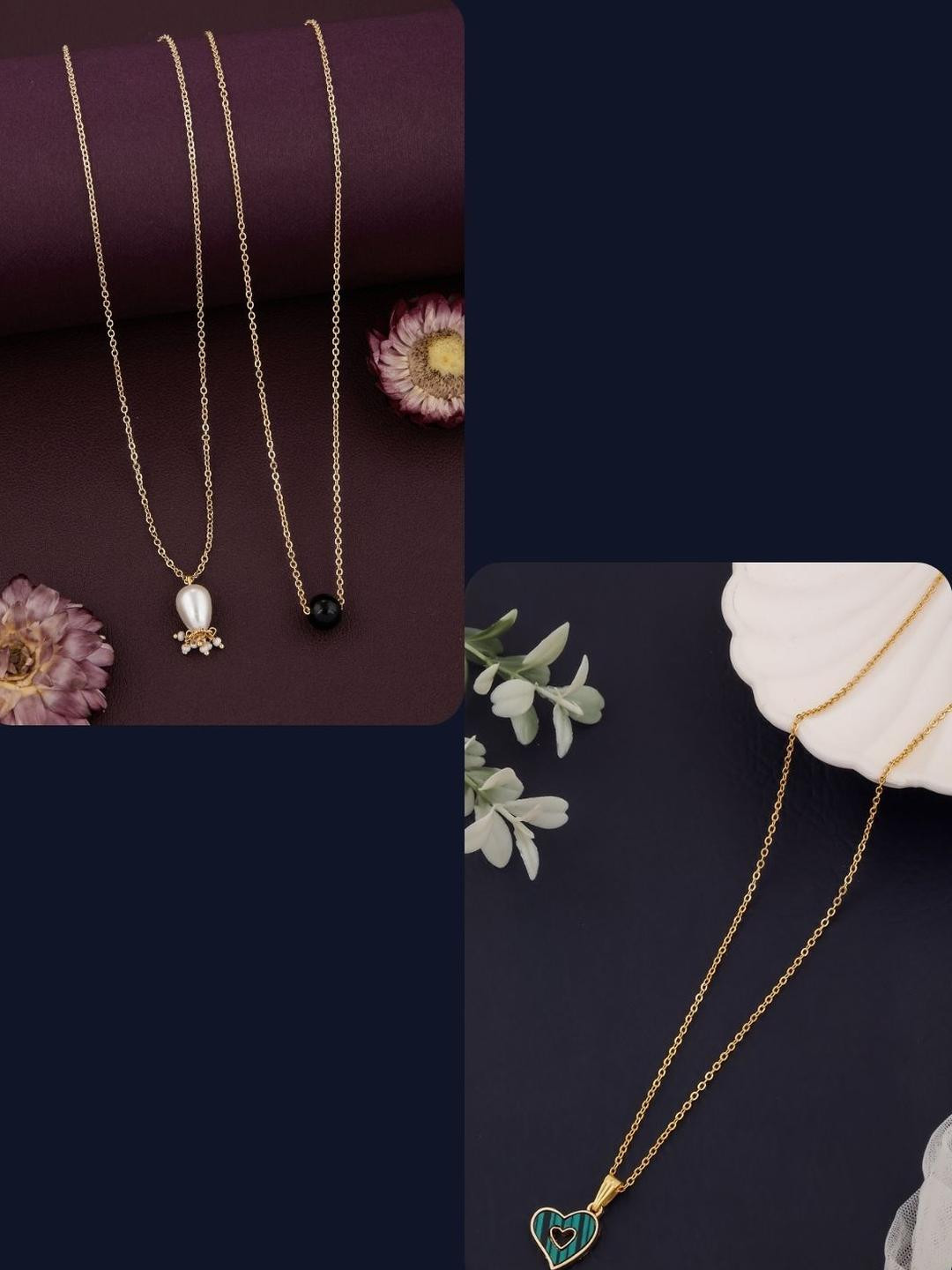 DressBerry Set of 3 Gold-Plated  Nec Multi-Color Necklace