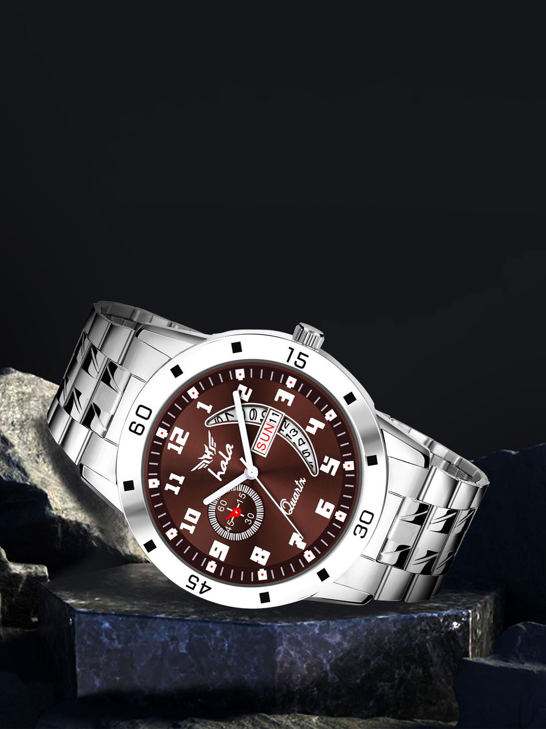 Hala Men Textured Round Foldover Regular Analogue Watch-8188
