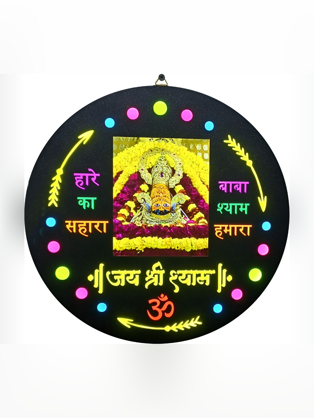 SHRI KHATU SHYAM CREATION Black & Yellow Religious Printed Wall Photo Frame