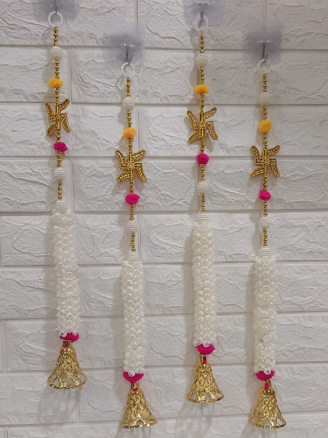 Sellplus 4 Pcs White Mogra With Satiya Small Hanging