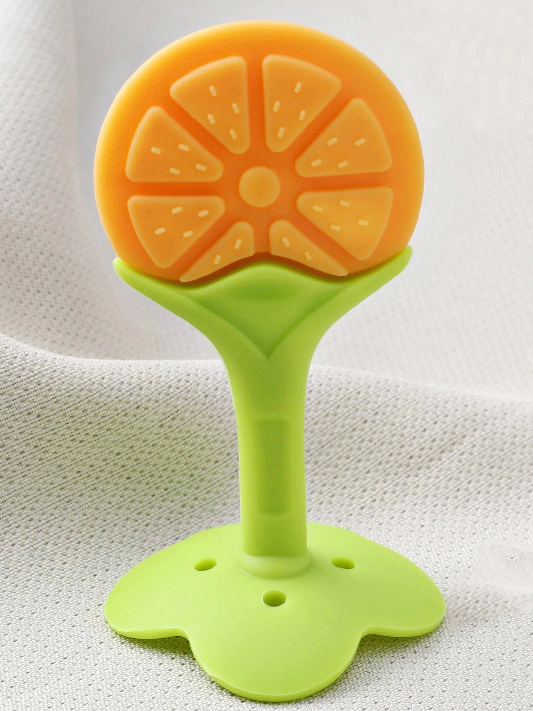 Joy Buzz Orange Shape Silicone Fruit Teether- Yellow