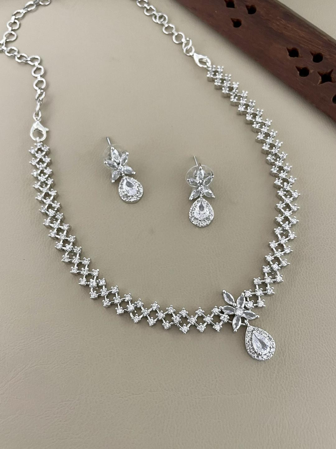 Exquisite Silver Crystal Jewellery Set