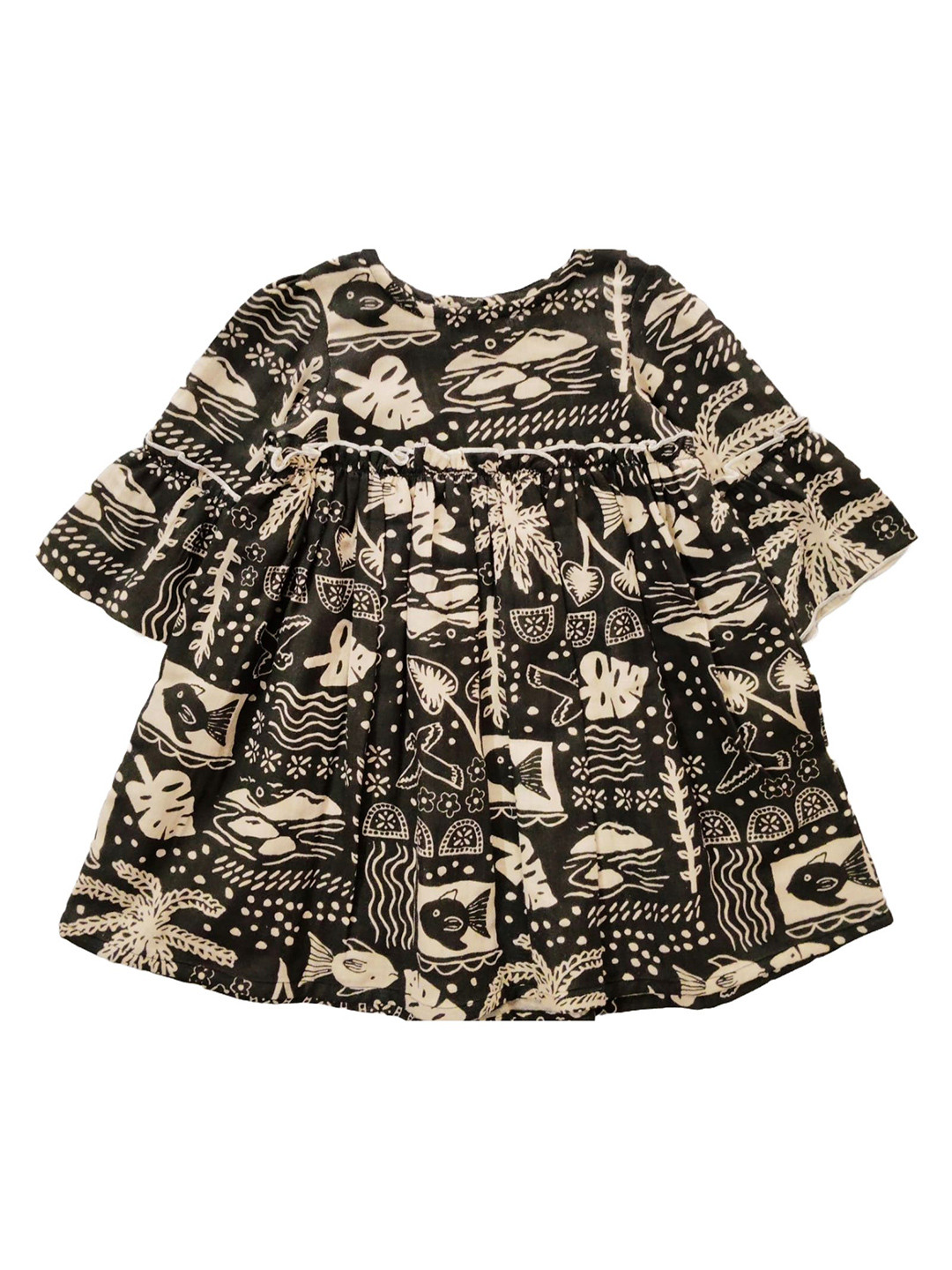 SNOWFLAKES Girls Flared Sleeve A-Line Dress