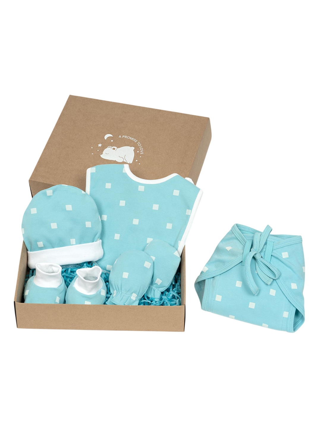 TIDY SLEEP Infants  Infants 5-Pcs Printed Pure Cotton Baby Apparel Gift Set
