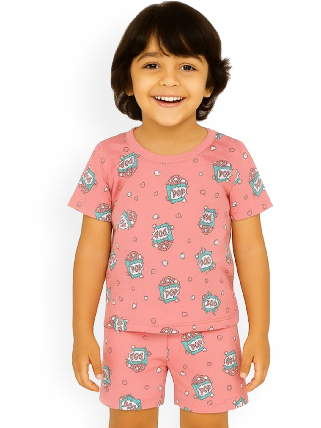 BAESD Boys Popcorn Printed Pure Cotton Short Sleeve T-Shirt With Shorts Clothing Set