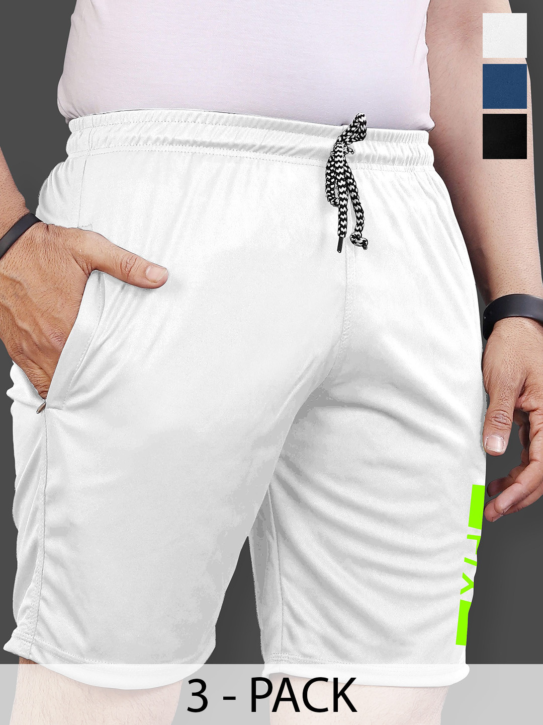 FTX Pack of 3 Men Solid Mid Rise Sports Shorts