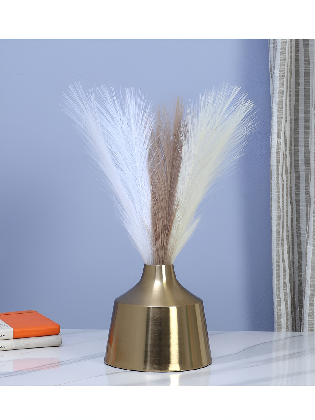 Two Moustaches Brown Funnel Shaped Metal Flowers Vase