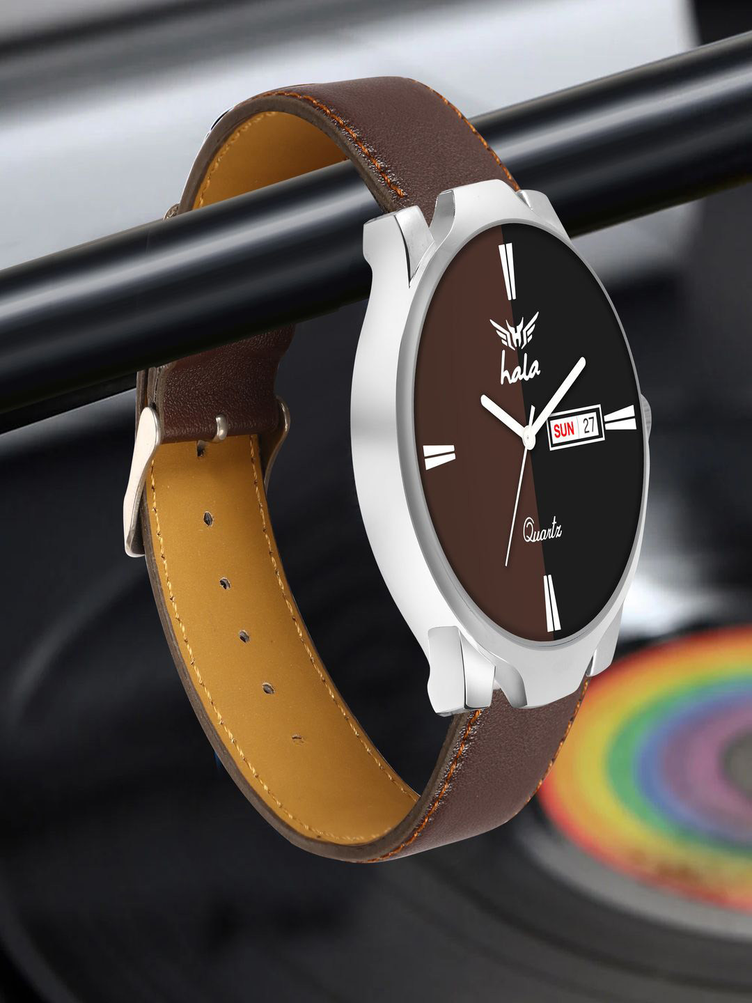 Hala Men Round Dial & Regular Straps Analogue Watch 1049-Brown-DD