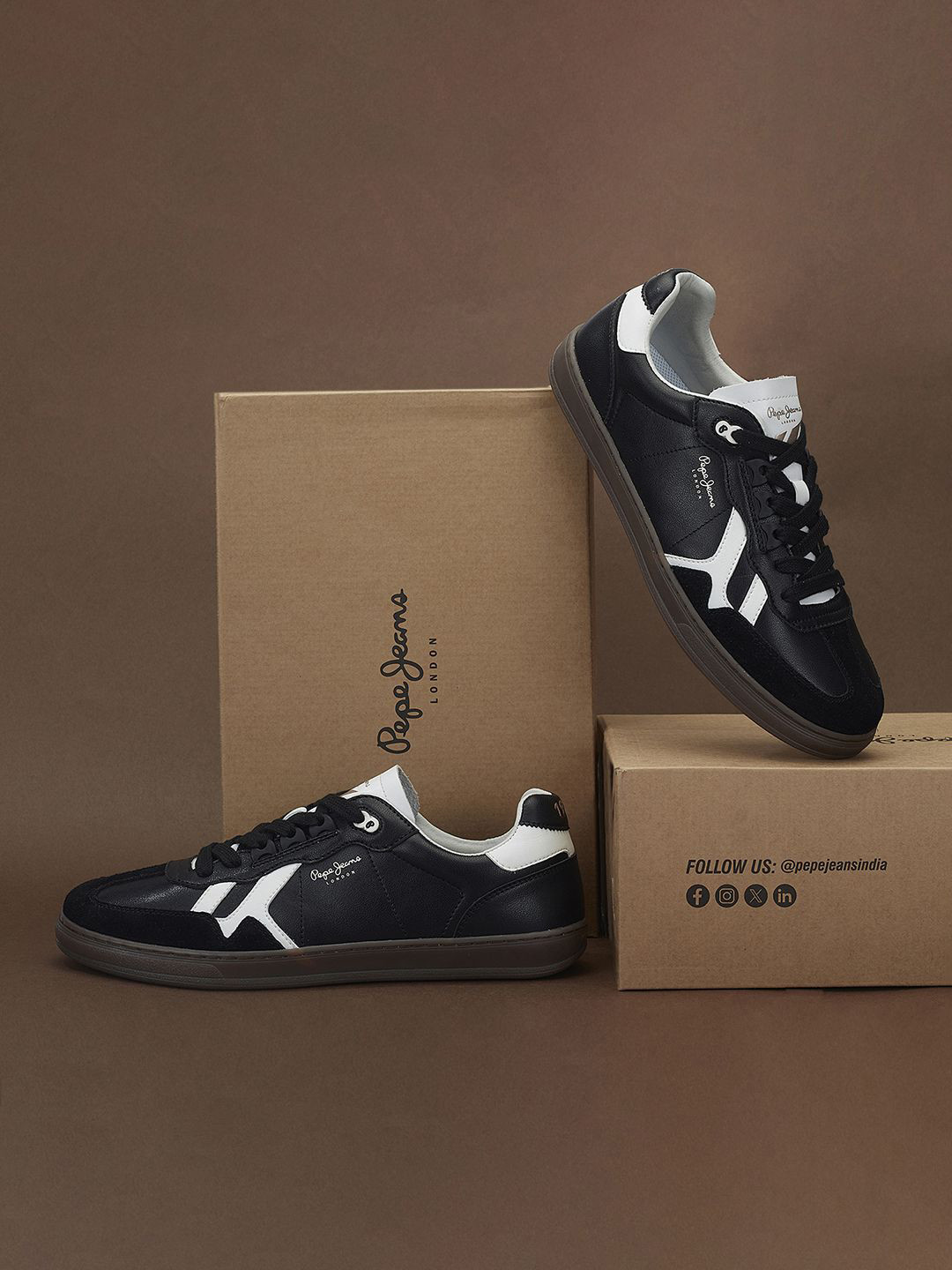 Pepe Jeans Men Printed Lace-Ups Round Toe Sneakers Casual Shoes